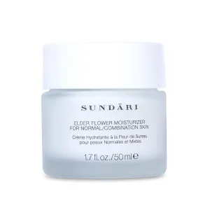 SUNDARI Elder Flower Moisturizer - 1.7 Fl Oz, Lightweight Hydrating Face Cream, Anti-Aging, Soothing, Refreshes and Nourishes, All Natural Ingredients