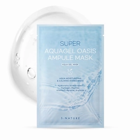 SUPER AQUAGEL OASIS AMPULE MASK | Hydrating, Soothing, Blemish Care | Hyaluronic Acid, Allantoin | Korean Face Mask (5 Count (Pack of 1)