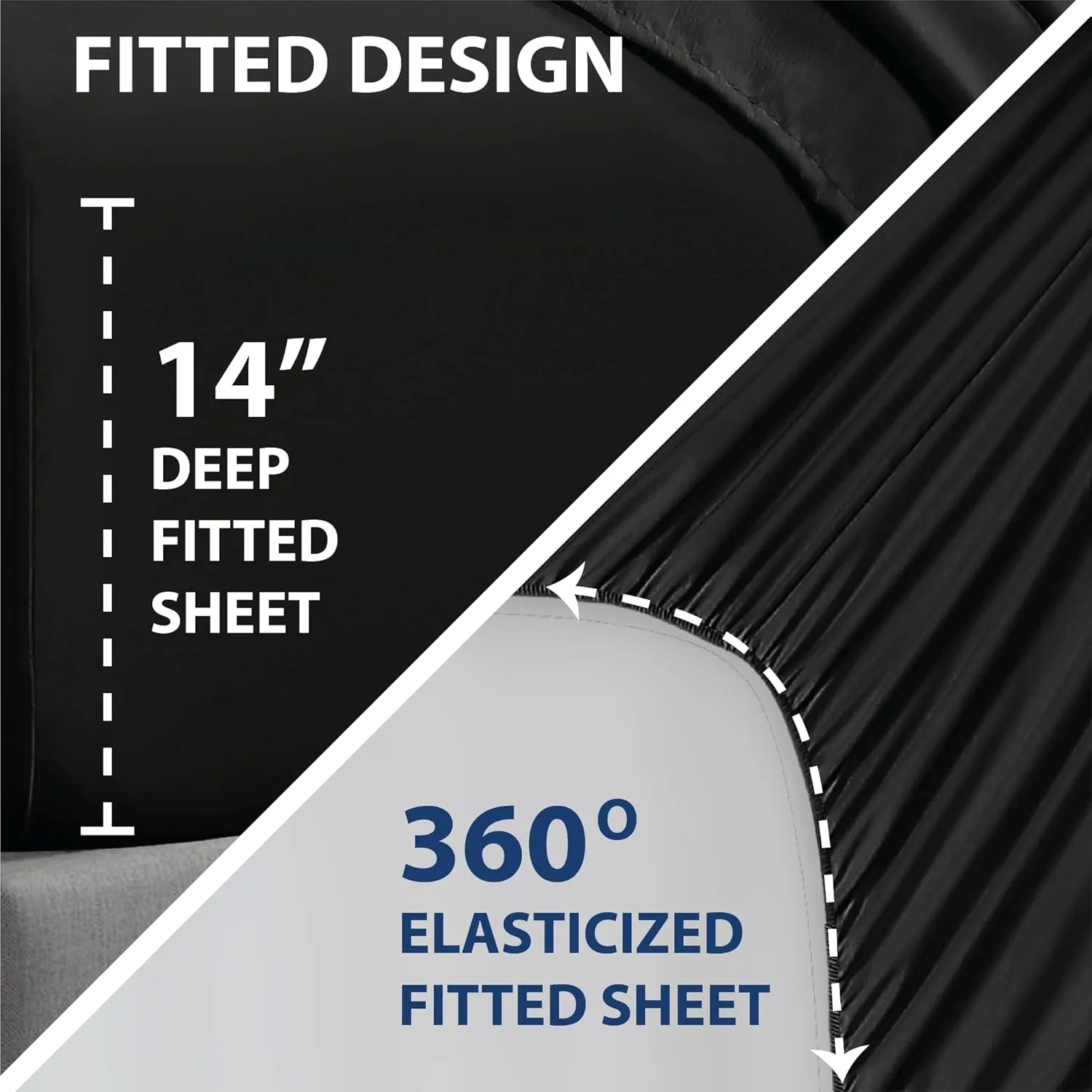 Swift Home Smart Sheets, Ultra Soft Brushed Microfiber 4-Piece Sheet Set, Fitted Bed Sheet with Side Storage Pockets – Black, King