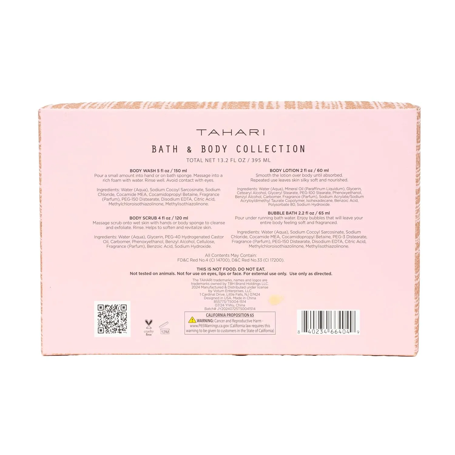 Tahari Vanilla Jasmine Spa Gift Set for Women – Luxurious Bath Kit with Body Lotion, Body Lotion, Body Wash & Bubble Bath – Perfect Selfcare Gifts for Women (Glitz)