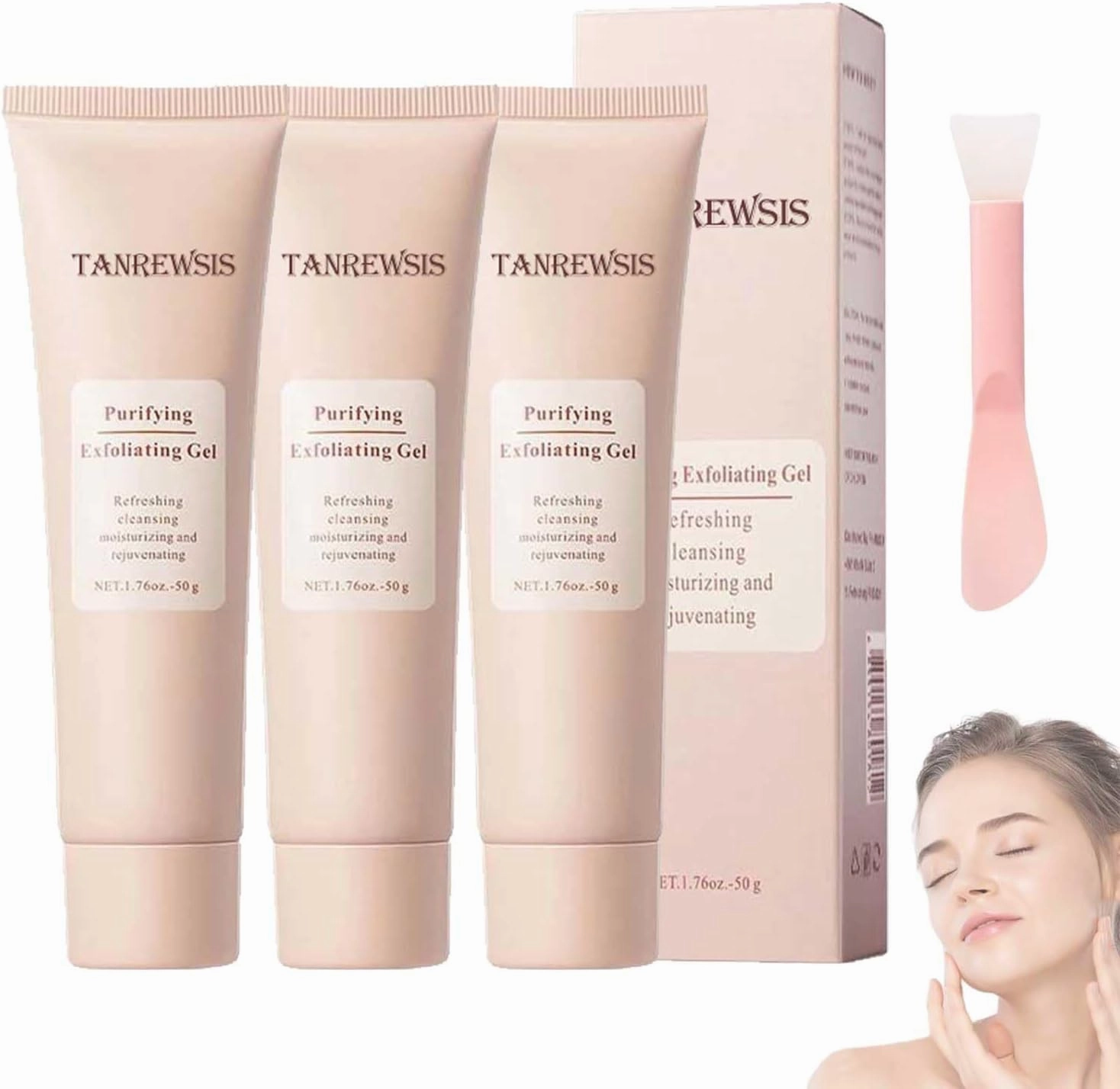 Tanrewsis Exfoliating Gel, Tanrewsis Purifying Exfoliating Gel, Moisturizing and Rejuvenating, Facial Scrub for Body & Face