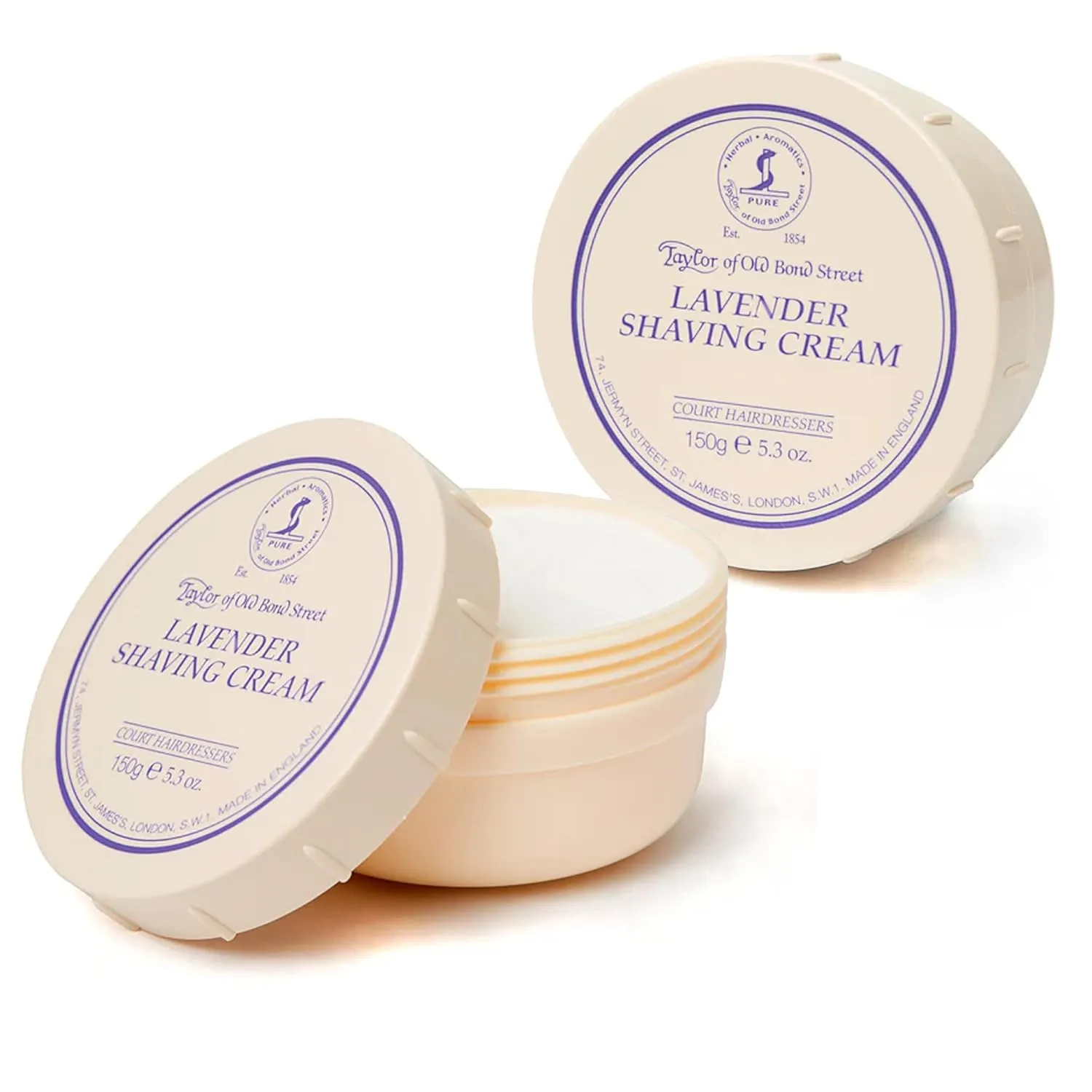 Taylor of Old Bond Street Lavender Fragrance Shaving Cream Bowl 150g (2-Pack) – Rich Lather for Traditional Shaving
