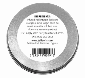 Teliaoils Helichrysum Italicum Multipurpose Salve | Helichrysum Oil | Soothing & Hydrating Relieving Balm | Irritated Skin, Stretch Marks, Varicose Veins & Wrinkles | Adults & Kids | 3.34oz/ 100gr |