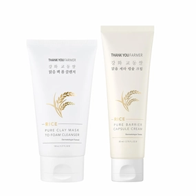 THANKYOU FARMER Rice Pure Clay Mask to Foam Cleanser   Barrier Capsule Cream
