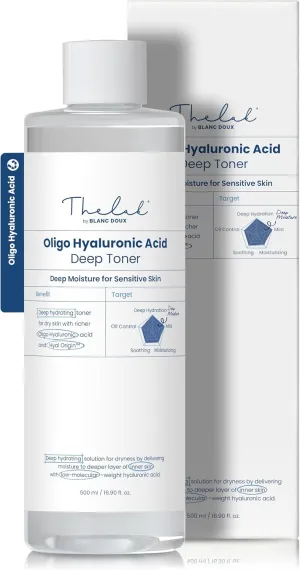 THE LAB BY BLANC DOUX Oligo Ultra-Low Molecular Hyaluronic Acid Deep Moisture Essence Toner Vegan for Sensitive Dry Combination Skin - Hypoallergenic Intense Hydrating Face Moisturizer 17 Fl Oz
