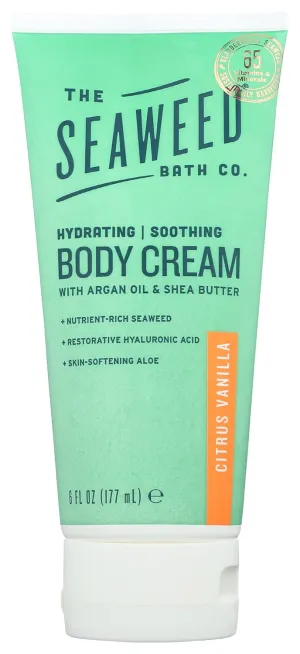The Seaweed Bath Co. Hydrating Soothing Body Cream, Citrus Vanilla Scent, with Argan Oil & Shea Butter, 6 Oz