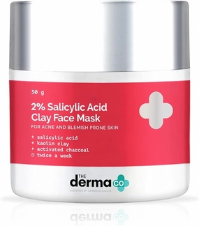 The Derma Co 2% Salicylic Acid Face Mask | Unclogs Pores and Controls Oil | Exfoliating Clay Facial Mask | 1.76 Oz/50 g