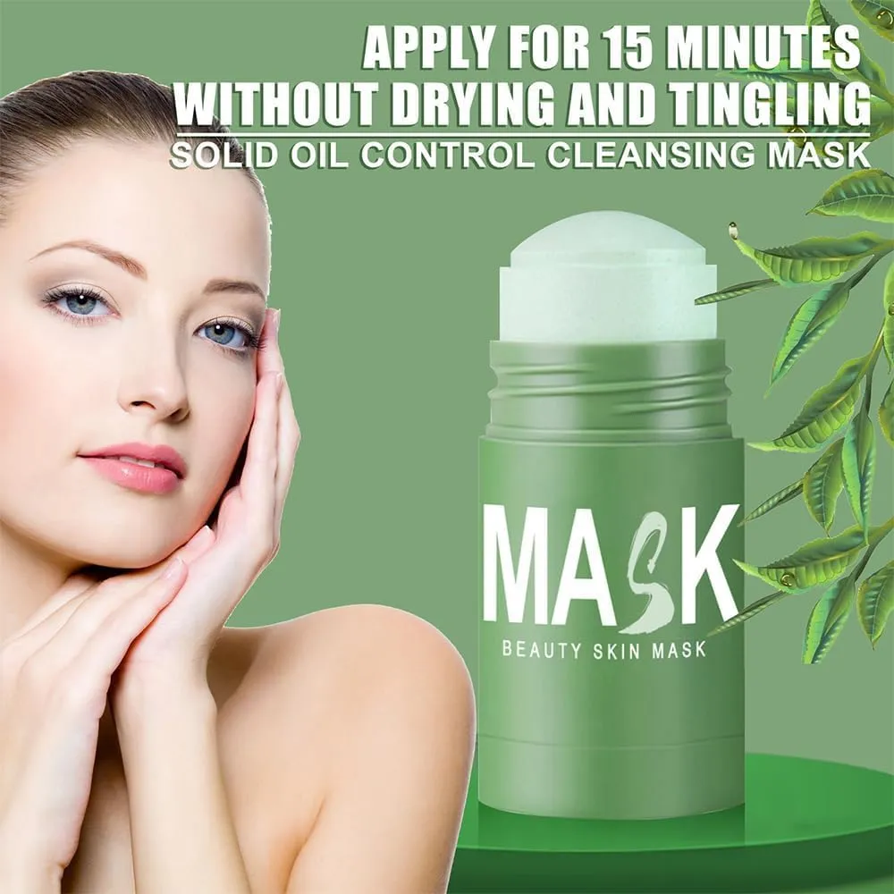 Thekoec Green Tea Mask, Poreless Green Tea Mask Stick, Natural Deep Cleanse, Mild and Non-irritating, Face Blackhead Remover For All Skin Types, Face Moisturizing, Unisex (2pc)