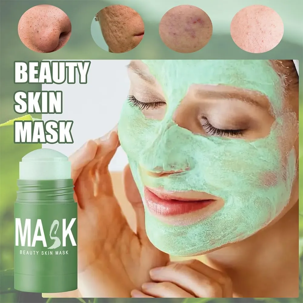 Thekoec Green Tea Mask, Poreless Green Tea Mask Stick, Natural Deep Cleanse, Mild and Non-irritating, Face Blackhead Remover For All Skin Types, Face Moisturizing, Unisex (2pc)