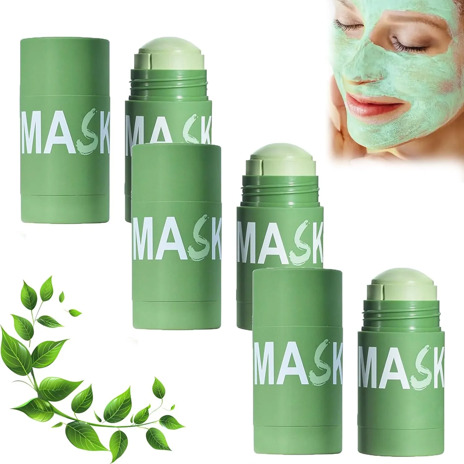 Thekoec Green Tea Mask, Thekoec Green Tea Deep Cleanse Mask Stick, Natural Deep Cleanse Mask, For All Skin Types, Face Moisturizing, Unisex (3PCS)