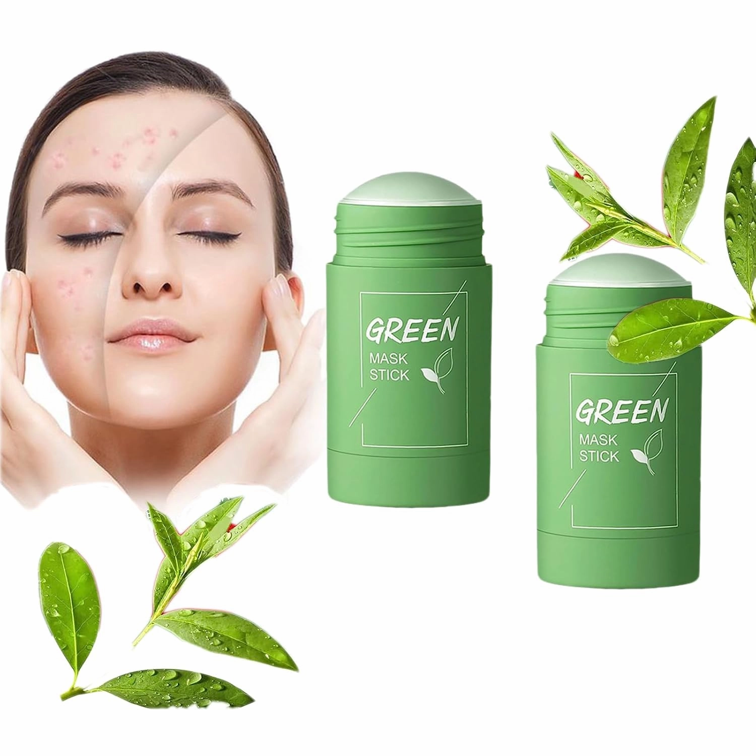 Thekoec Green Tea Mask, The Koec Green Tea Deep Cleanse Mask, for Purifying, Moisturizing, Oil Control (2Pcs)