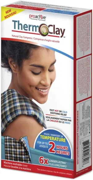 Therm-O-Clay Reusable Hot or Cold Therapy Pack for Injuries, Swelling, Inflammation, Soreness, Sprains and Bruises, Natural Clay Compress for Pain Relief 12" x 10", Washable Cover., Blue