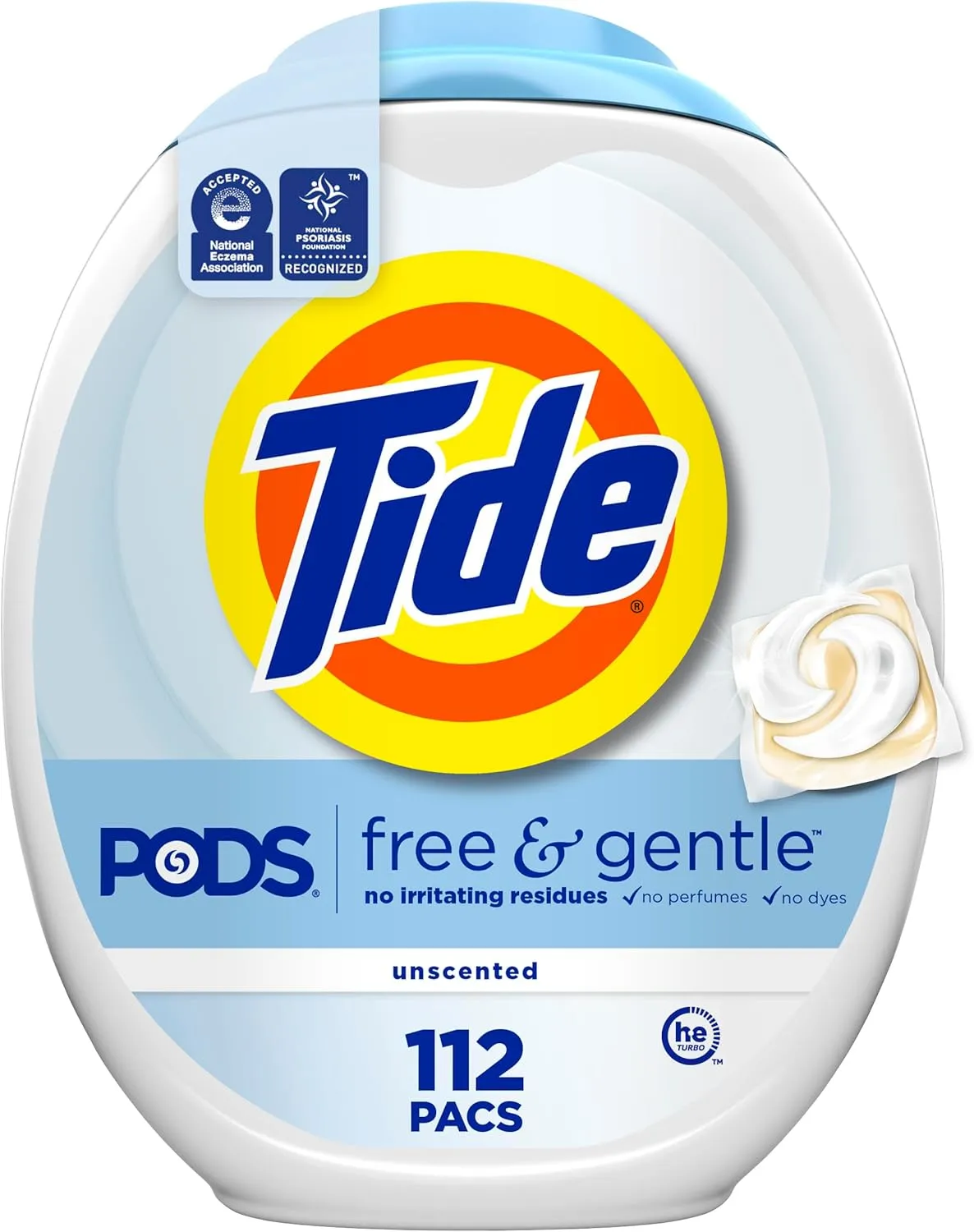 Tide PODS Free & Gentle Laundry Detergent Soap Pacs, 112 Count, Tide PODS Laundry Detergent