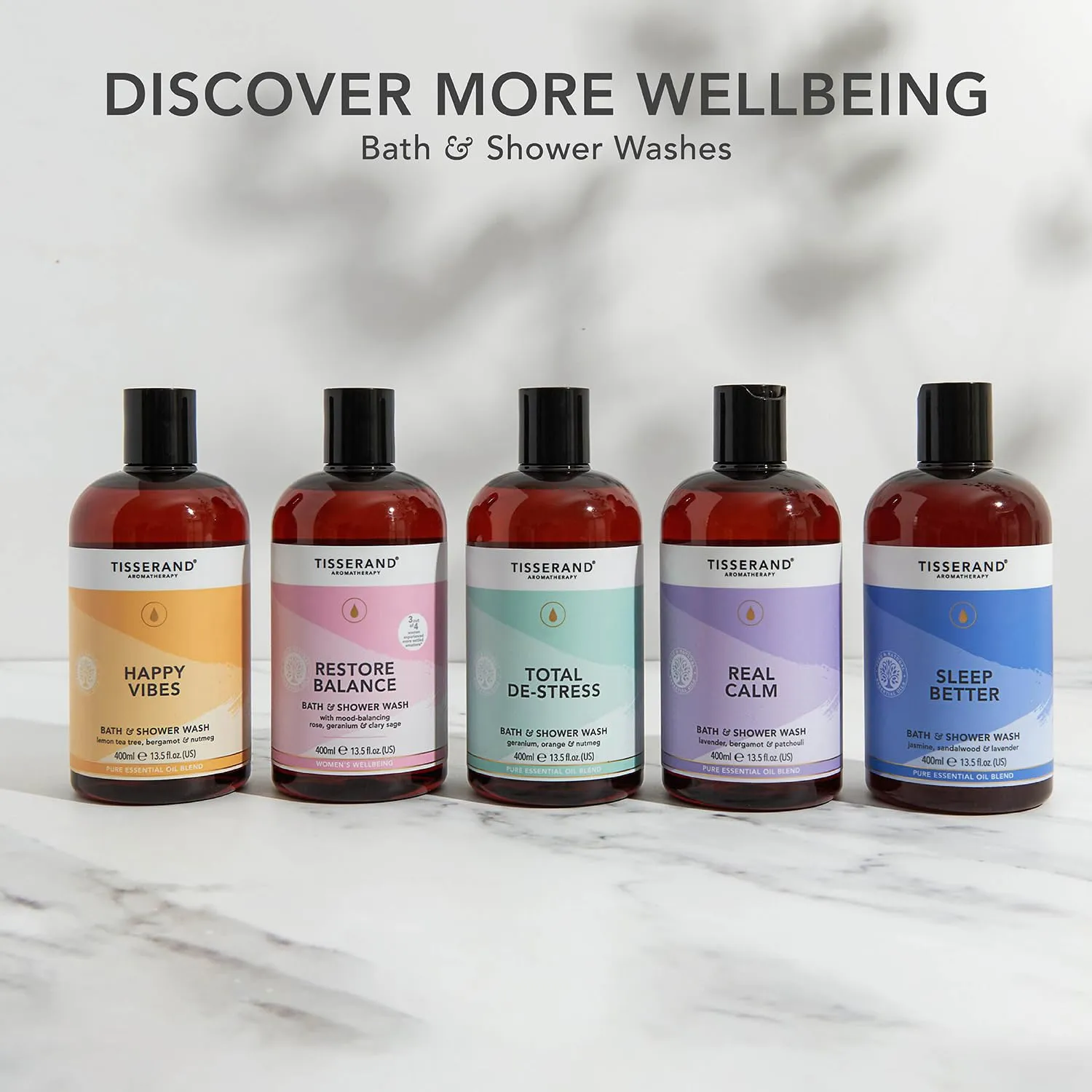 Tisserand Aromatherapy | Sleep Better | Lavender Bath & Shower Wash With Jasmine & Sandalwood | 100% Pure Essential Oil Blend | 400ml