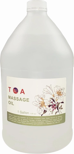 TOA Soothing Hydrating Natural Body Spa Massage Mineral Oil for Professional Massage Therapists Unscented Bottle, 1 gal