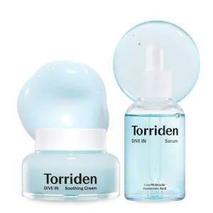 Torriden DIVE IN Serum 1.69 fl.oz.   Soothing Cream (Jar) 3.38 fl.oz. | Hyaluronic Acid Care Set | Deep Hydrating Skin Care to Get Glass Skin