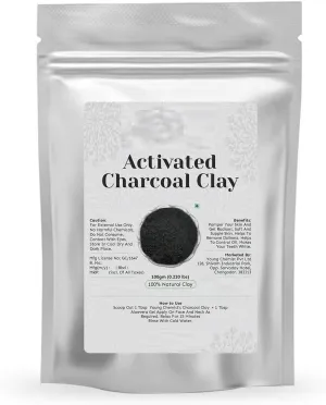 Tubees Activated Bamboo Charcoal Clay | Clears,Controls Oil | Natural,Paraban Free | for Face, Body & Hair All Skin Type (100g)