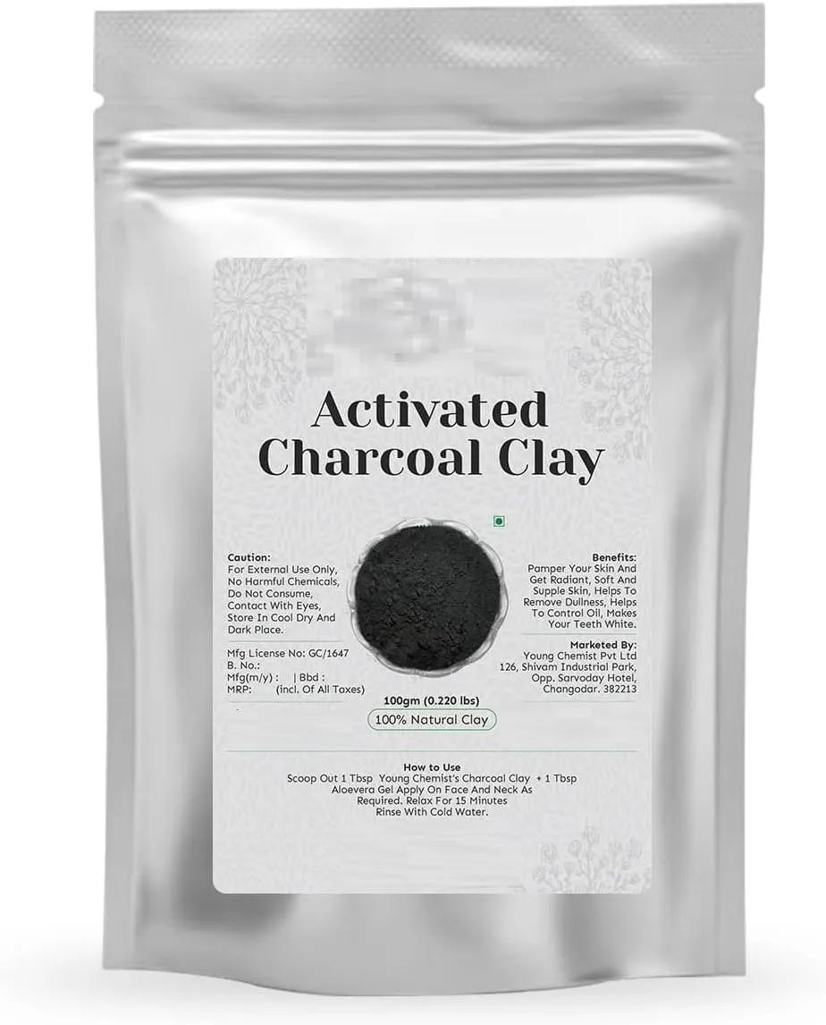 Tubees Activated Bamboo Charcoal Clay | Clears,Controls Oil | Natural,Paraban Free | for Face, Body & Hair All Skin Type (100g)