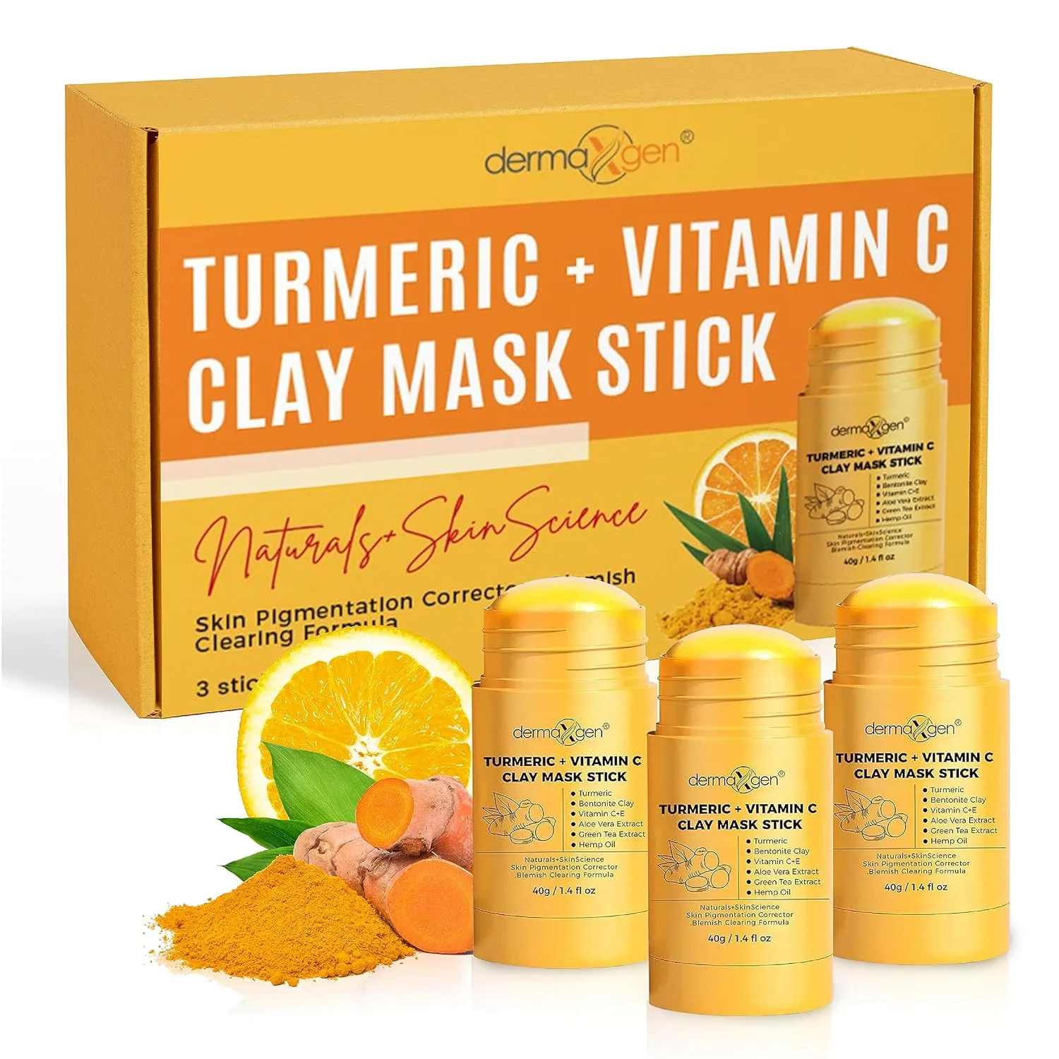 Turmeric Face Mask - Pure Organic Acne Treatment   Boosts Circulation   Anti-aging For Dull And Dry Skin Care- Set Of 3