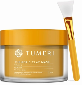 Turmeric Clay Mask - With Vitamin C Clay Face Mask with Manuka Honey - Turmeric Skin Care, Deep Cleansing Facial Mask Improves Skin, Scarring and Refining - 4.5 oz