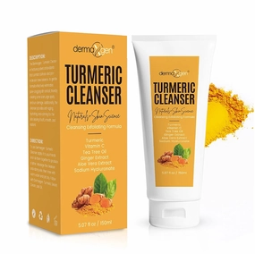 Turmeric Facial Cleanser – Natural Anti-Aging Exfoliating Turmeric Face Wash for Glowing Skin – Helps Clear Acne Scars, Dark Spots, Sun Damage & Discoloration – 5 oz