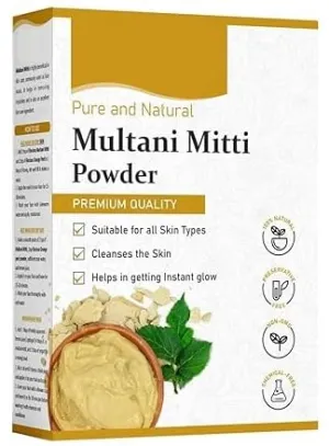 TV 100% Natural Multani Mitti powder for Exfoliating, Soothing, Nourishing, Smoothening Face, Skin and Hair Fuller's Earth, Bentonite Clay (200 Grams)