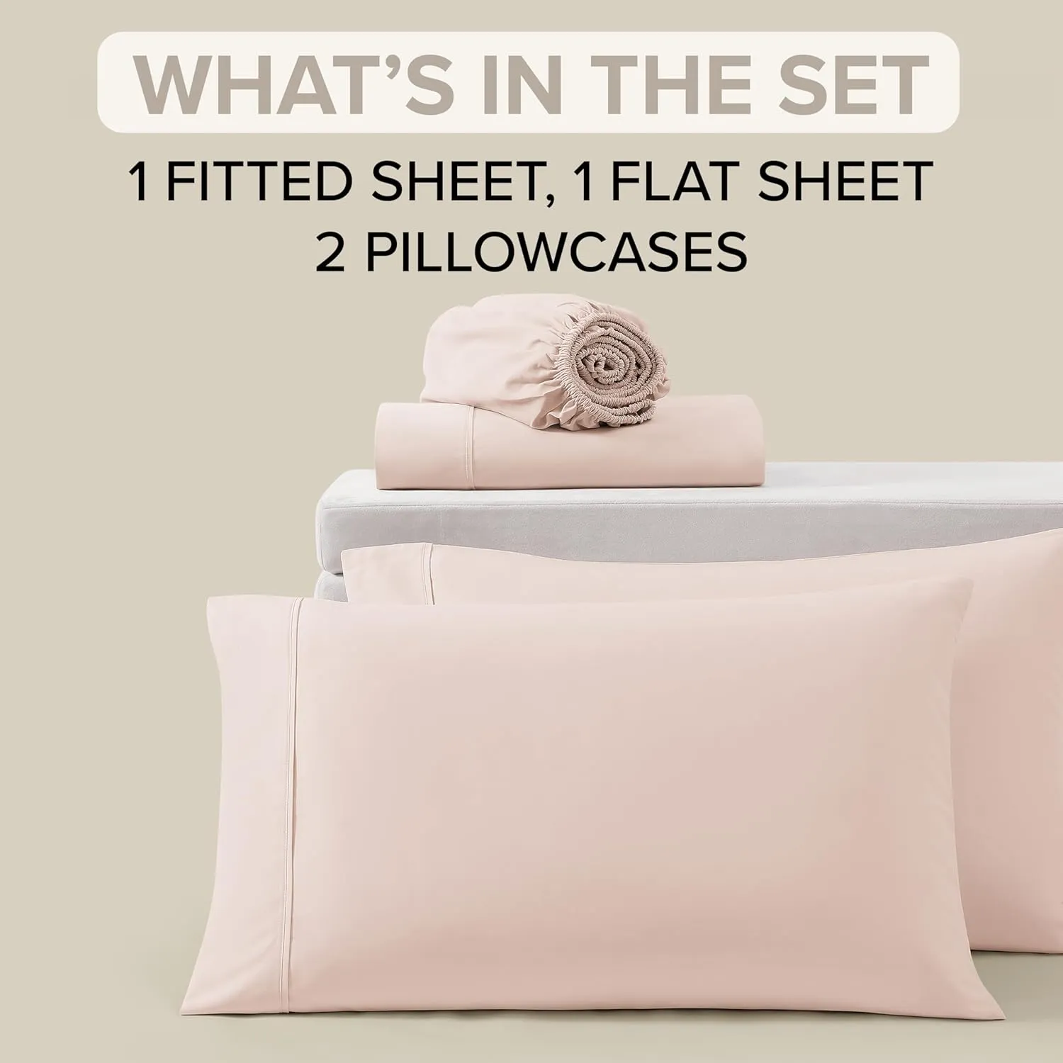 UGG Hedi Queen Sheet Set 4-Piece Luxury Cooling Sheets Deep Pockets Premium Bedding with 2 Pillow Shams Hypoallergenic Machine Washable Soft Lightweight Bed Set for Bedroom, Queen, Shell Pink
