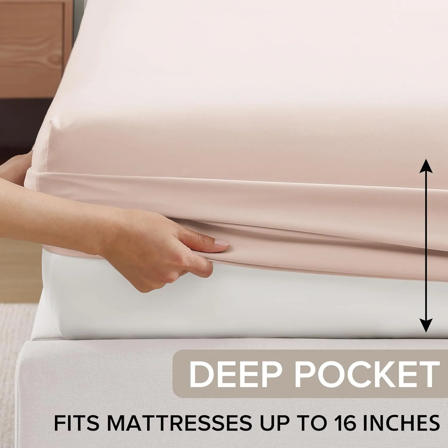 UGG Hedi Queen Sheet Set 4-Piece Luxury Cooling Sheets Deep Pockets Premium Bedding with 2 Pillow Shams Hypoallergenic Machine Washable Soft Lightweight Bed Set for Bedroom, Queen, Shell Pink