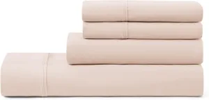 UGG Hedi Queen Sheet Set 4-Piece Luxury Cooling Sheets Deep Pockets Premium Bedding with 2 Pillow Shams Hypoallergenic Machine Washable Soft Lightweight Bed Set for Bedroom, Queen, Shell Pink