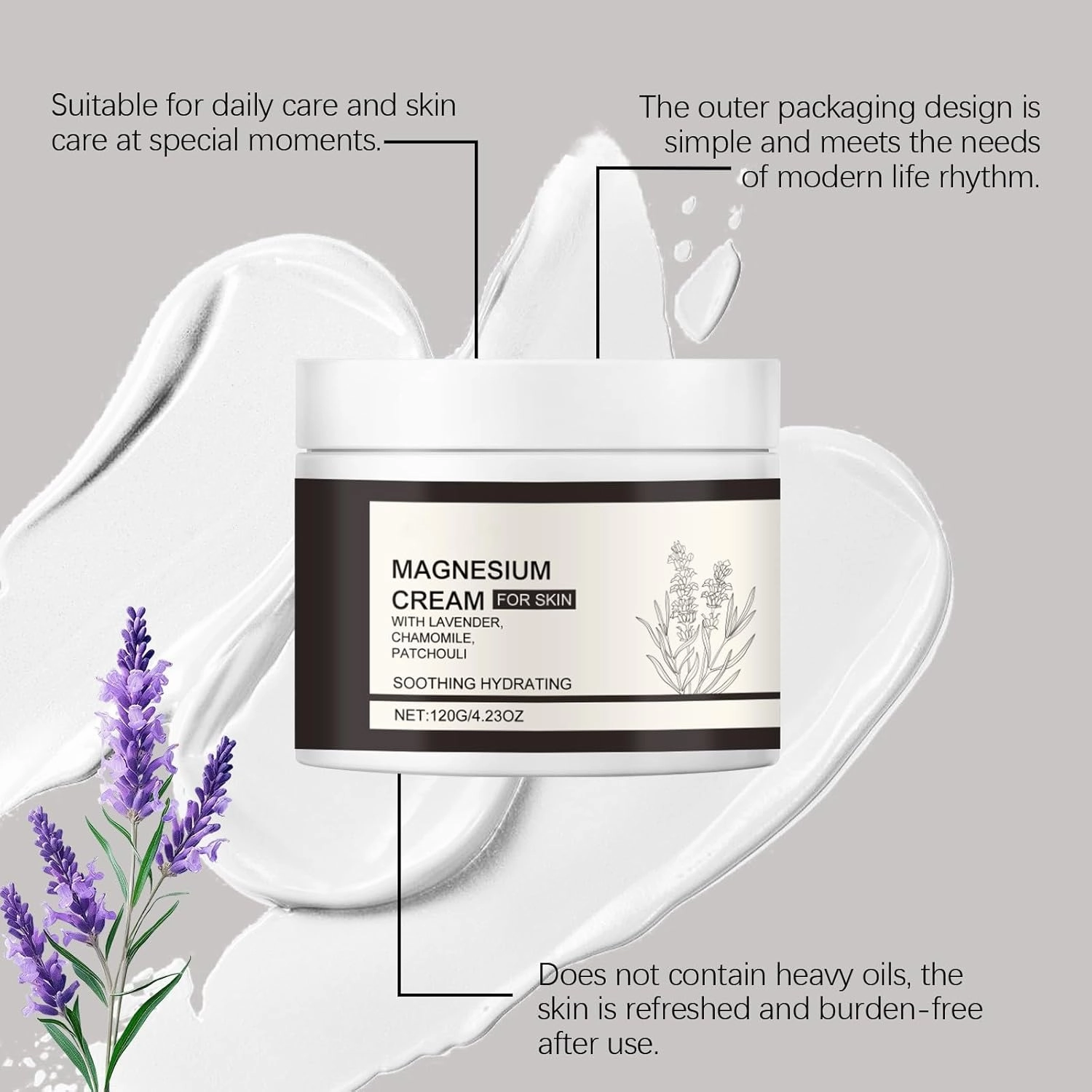 Ultra Soothing Magnesium Cream For Skin - Relaxing Body Moisturizer For Tired Muscles & Skin Nourishment, Non-Greasy & Fast Absorbing (3)