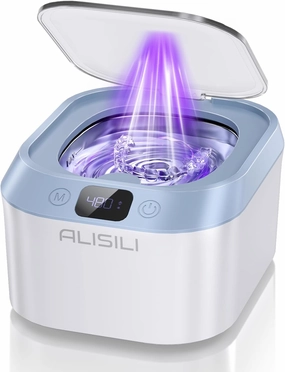 Ultrasonic Retainer Cleaner, Alisili Ultrasonic Jewelry Cleaner for Retainers, Dentures, Mouth Guard, Aligner, 48kHz 24W Sonic Retainer Cleaner with 220ML Capacity and 3 Cleaning Modes