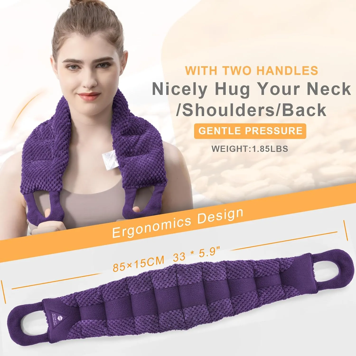 UNCN Long Heating pad for Neck and Shoulders Back 33 * 5.9" microwavable Large Moist Heat Pack Warm hot Compress Neck wrap Weighted Bag Massage Reusable Herbal Nature Calming Portable