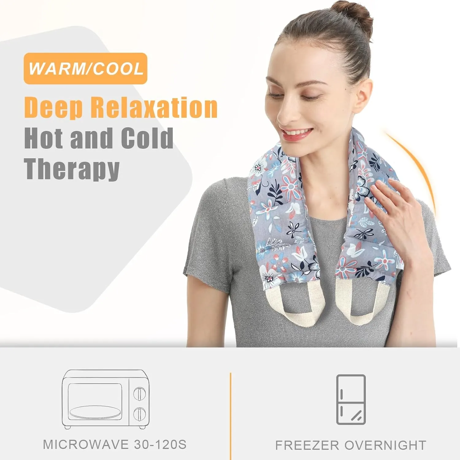 UNCN Long Wide Heating pad for Neck and Shoulders Back 33 * 5.9" microwavable Large Moist Heat Pack Warm hot Compress Neck wrap Weighted Bag Massage Reusable Herbal Nature Calming Portable 1.95Pounds