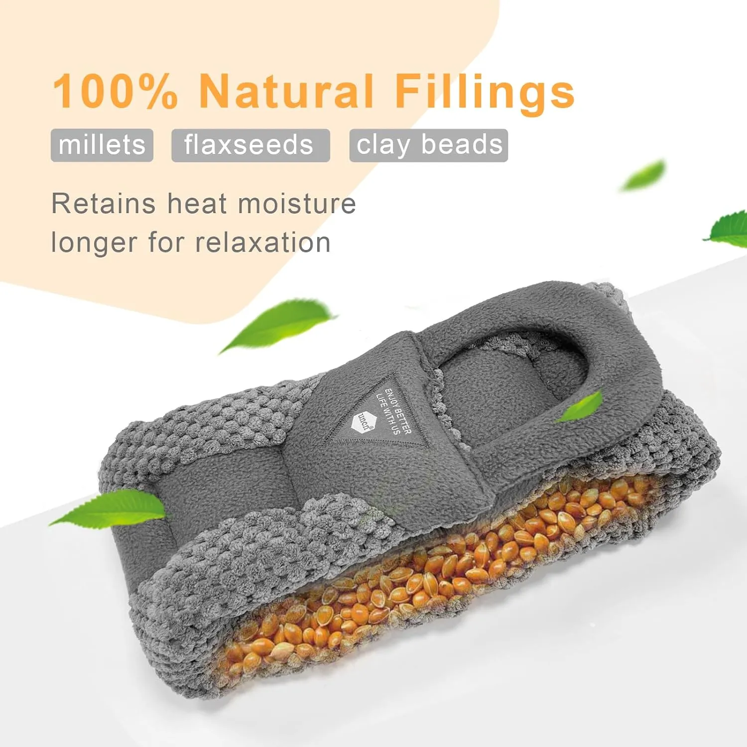 UNCN Long Wide Heating pad for Neck and Shoulders Back 33 * 5.9" microwavable Large Moist Heat Pack Warm hot Compress Neck wrap Weighted Bag Massage Reusable Herbal Nature Calming Portable 1.95Pounds