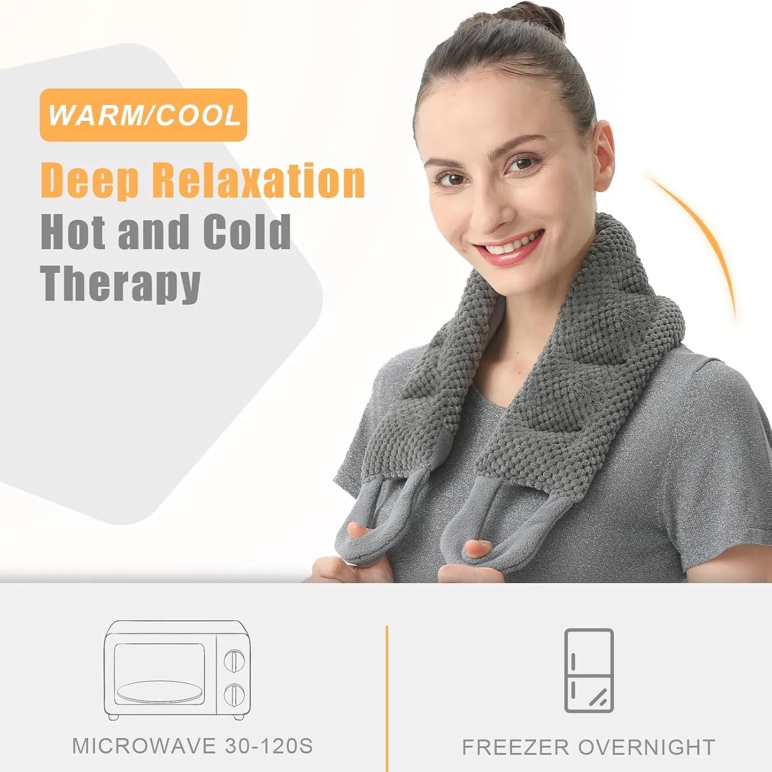 UNCN Long Wide Heating pad for Neck and Shoulders Back 33 * 5.9" microwavable Large Moist Heat Pack Warm hot Compress Neck wrap Weighted Bag Massage Reusable Herbal Nature Calming Portable 1.95Pounds