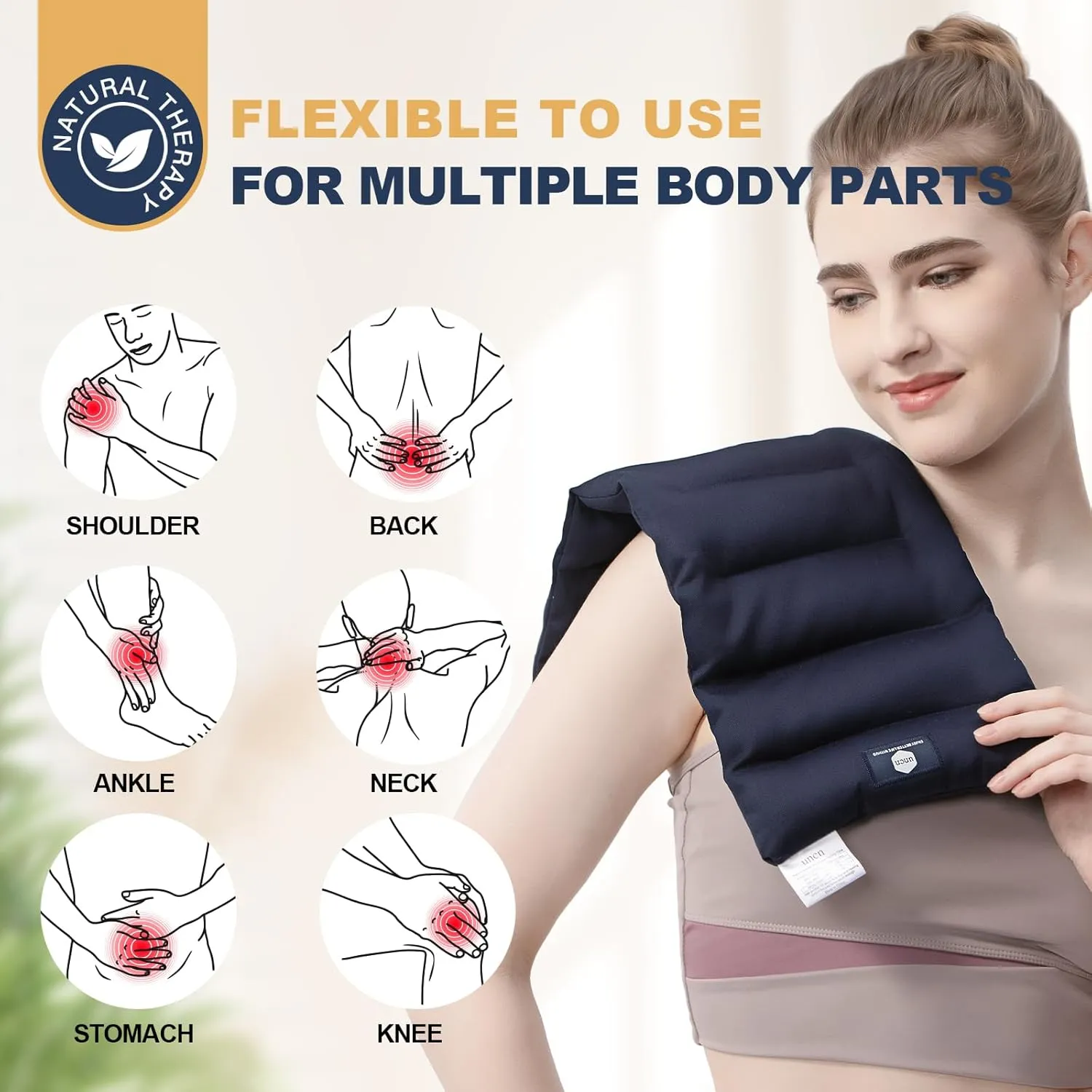 UNCN Microwave Heating Pad 7x17 Inches | Microwavable Heat Pad for Pain Relief | Reusable Bean Bag | Weighted Hot Pack for Neck, Shoulder, Cramps, Back | Warm Compress