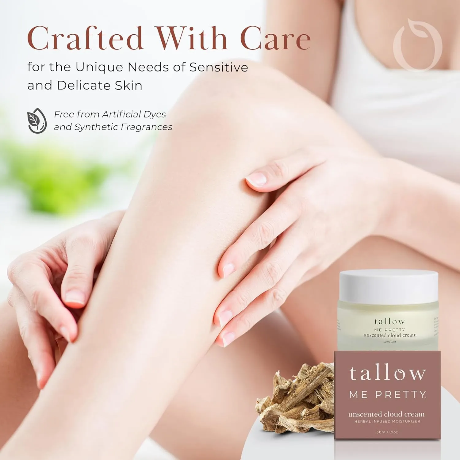 Unscented Cloud Cream, Nourishing Beef Tallow Moisturizer Infused with Lavender and Marshmallow Herbs for Deep Hydration, Soothing Relief, No Essential Oils, Gentle for Sensitive Skin, 1.7 oz