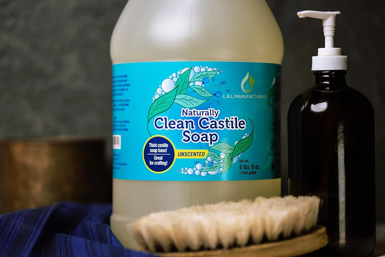 Unscented Pure Castile Soap Liquid for Face, Hand & Body Wash- Vegan, Non-GMO, Made in USA, All Skin Types, Dry & Sensitive Skin (1 Gallon)