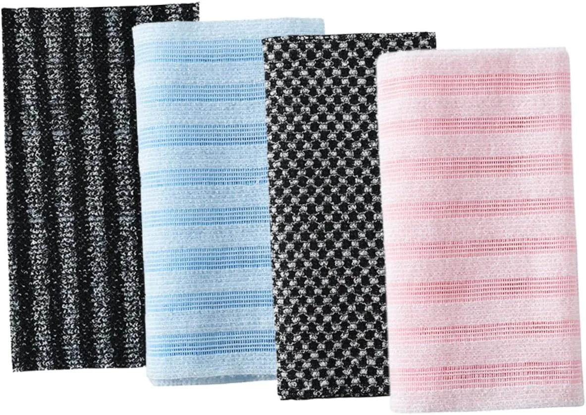 VALICLUD 4pcs Back Scrubber for Shower Gentle Exfoliating Washcloth for Deep Cleansing Family Friendly Bathing Accessories for Men and Women Soft and Comfortable Body Care
