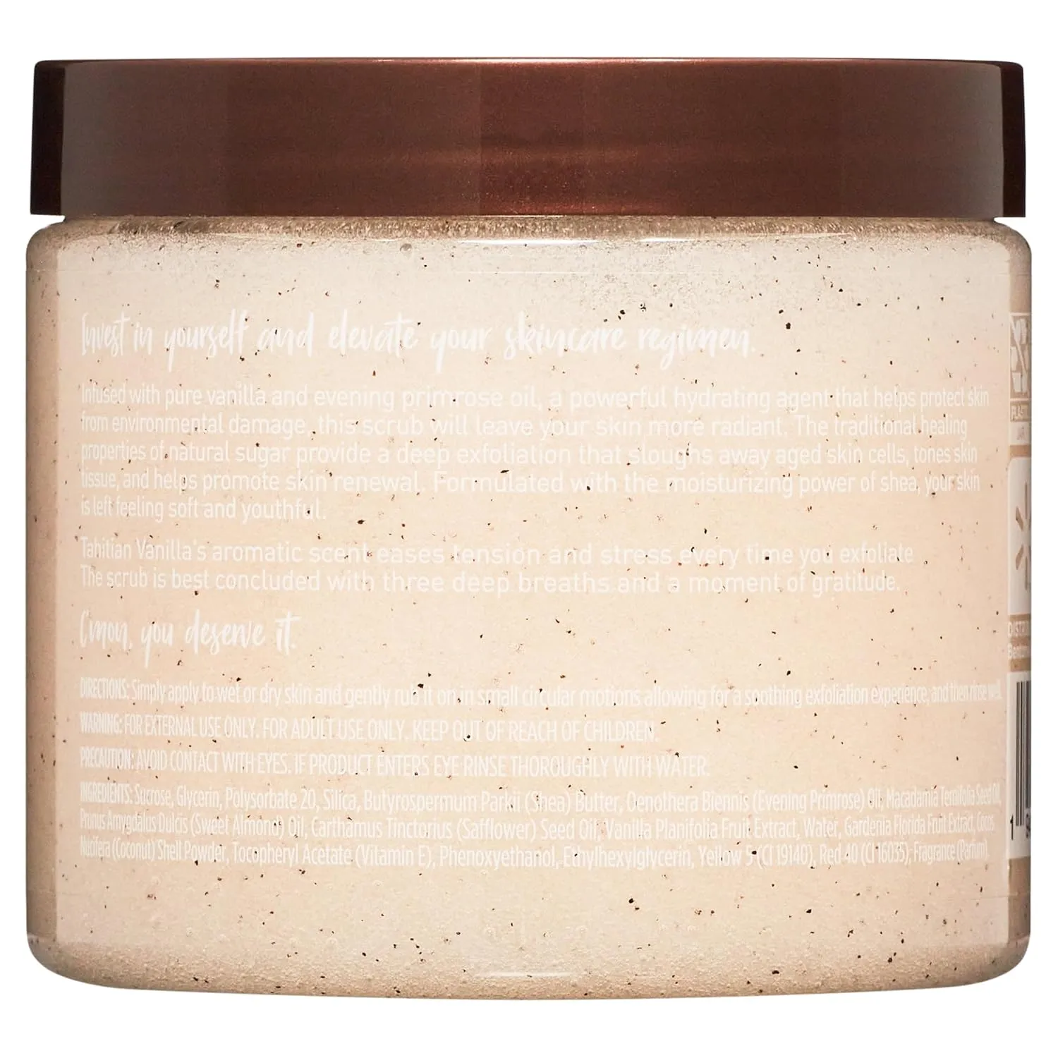 Vanilla Bean Sugar Scrub – Exfoliating Body Scrub for Women, Moisturizing Shea Butter, Natural Sugar Exfoliant, Hand and Foot Scrub, Paraben-Free, All Skin Types, 18 oz (18oz, Tahitian Vanilla)