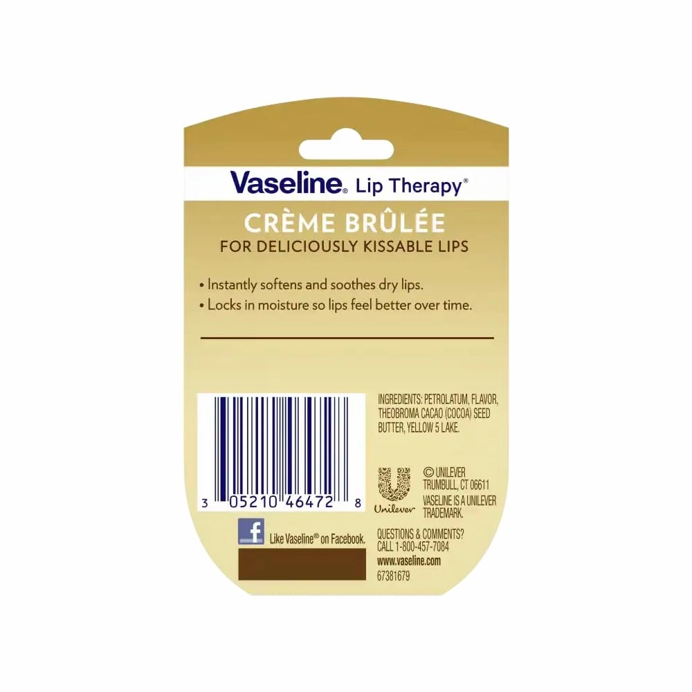Vaseline Lip Therapy Lip Balm, Creme Brulee 0.25 oz (Pack of 12)