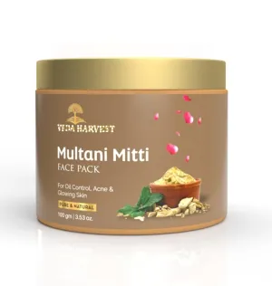 VED;AHAR;VEST Harvest Multani Mitti Face Pack/Mask, 100gm| Removes Acne, Blackheads, Pigmentation | Natural Face Glow For Man And Women