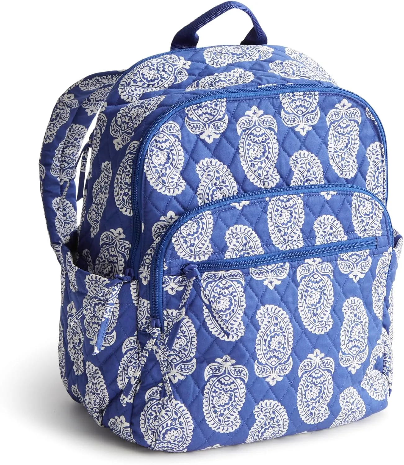 Vera Bradley Women's Premium Cotton Bancroft Backpack, Iconic Paisley Deep Ultramarine, One Size