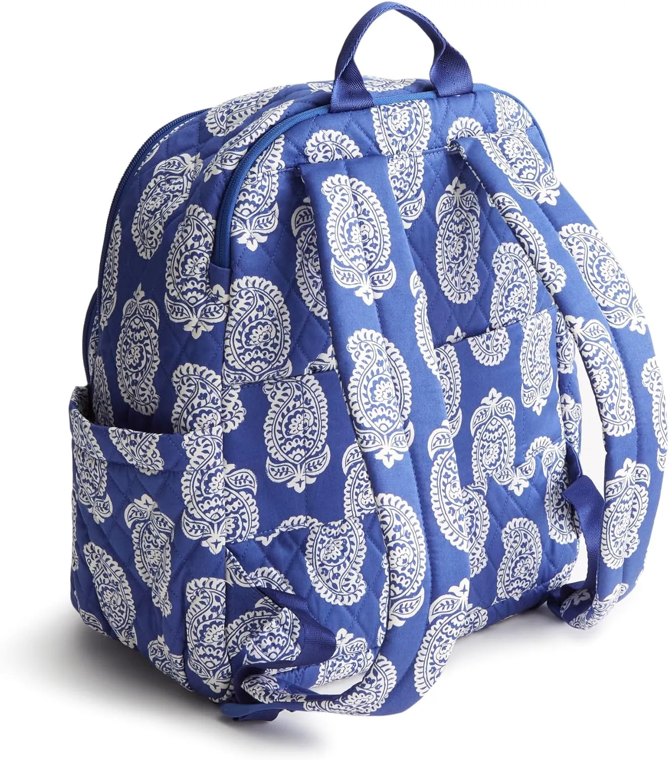 Vera Bradley Women's Premium Cotton Bancroft Backpack, Iconic Paisley Deep Ultramarine, One Size