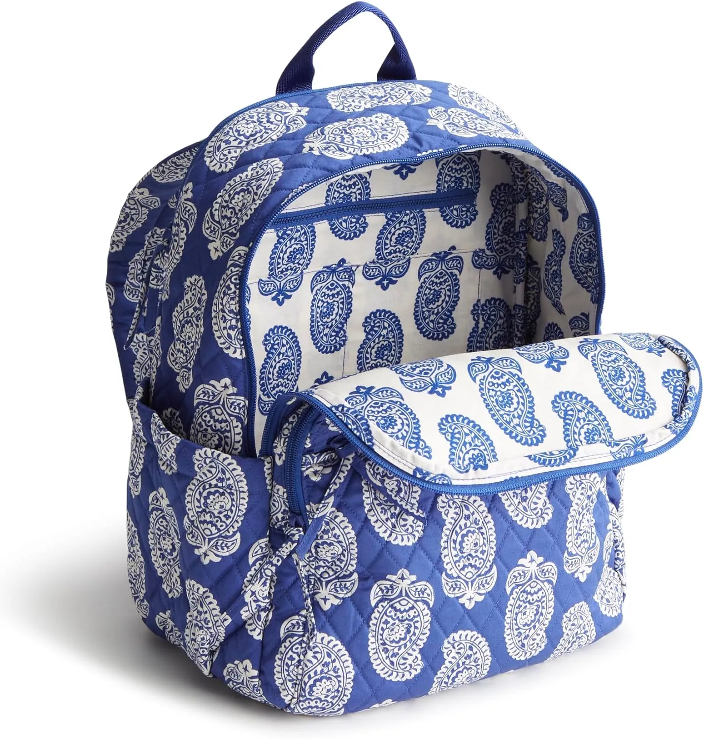 Vera Bradley Women's Premium Cotton Bancroft Backpack, Iconic Paisley Deep Ultramarine, One Size