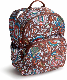 Vera Bradley Women's Premium Cotton Small Banbury Backpack, Marrakesh Cinnamon, One Size