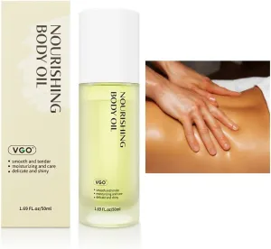 VGO Body Oil, Nourishing & Moisturizing Massage Oil for Women and Men with Jojoba Seed, Relieves Muscle Tension & Firms Skin, Perfect for Dry & Sensitive Skin, All-Natural & Safe,1.69 oz
