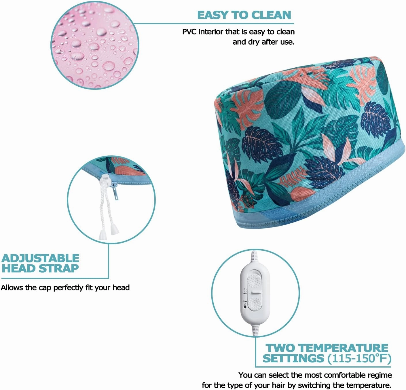 VICARKO Hair Steamer Thermal Heat Cap 𝐄𝐱𝐭𝐞𝐧𝐝𝐞𝐝 𝐂𝐨𝐫𝐝 Deep Conditioning Natural Black Hair Scalp Treatment Spa Hot Head Care Electric for Home Use
