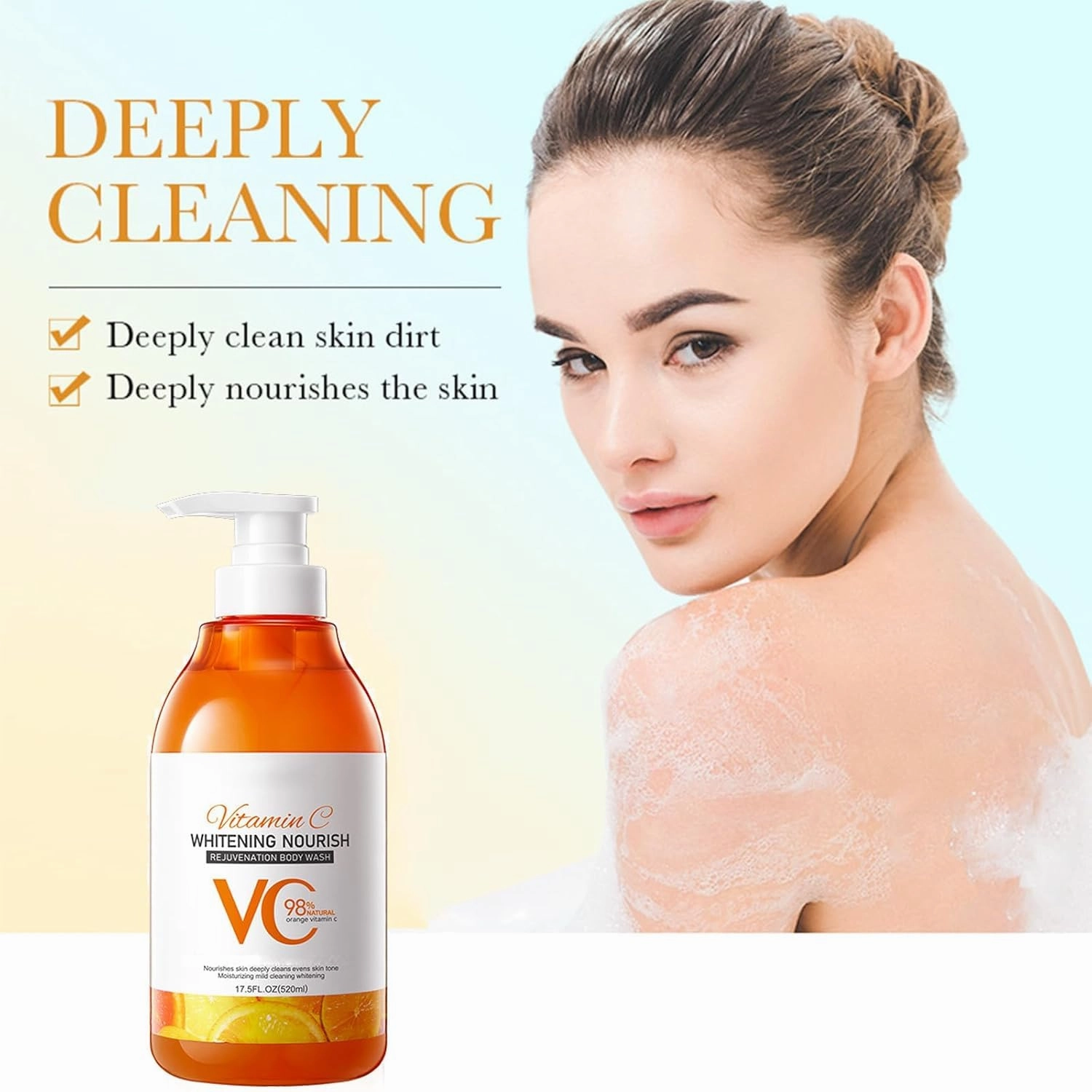 Vitamin C and Lemon Niacinamide Body Wash, Vitamin C Nourish Rejuvenation Body Wash, Evens Tone, All Skin Types, Gelimprove the Rough Skin (1, one size)