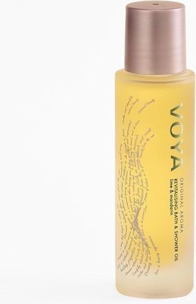 VOYA Original Aroma Revitalising Bath and Shower Oil, Certified Organic, Hydrating Bath and Body Oil, Lime & Mandarin Scent, 50ml